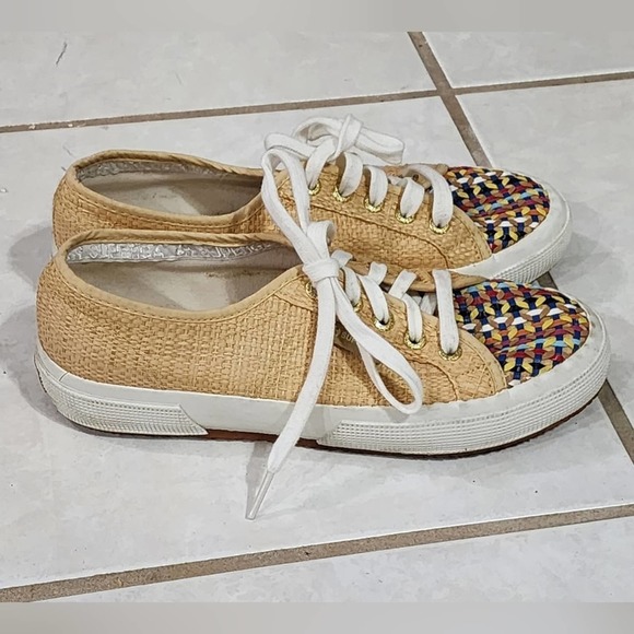 Superga raffia woven multi color‎ boho fashion sneakers size 7 - Picture 7 of 10